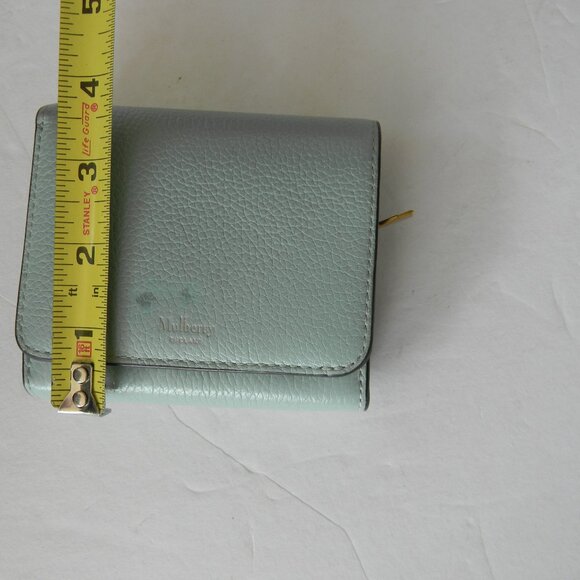 MULBERRY ENGLAND PEBBLE LEATHER BIFOLD WALLET LIGHT BLUE/GREEN  W/BOX - Picture 10 of 10